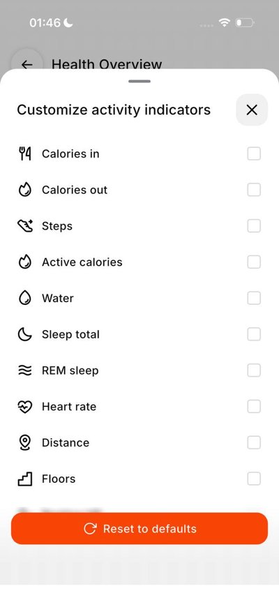 Healthy4u — настройка показателей