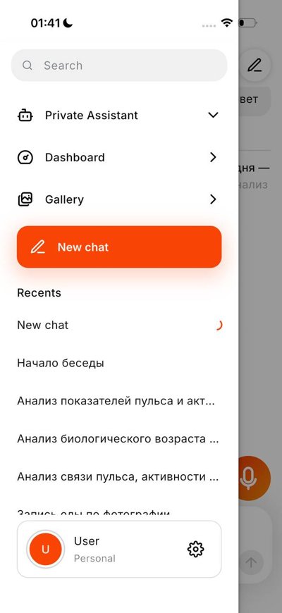 Healthy4u — история чатов и навигация