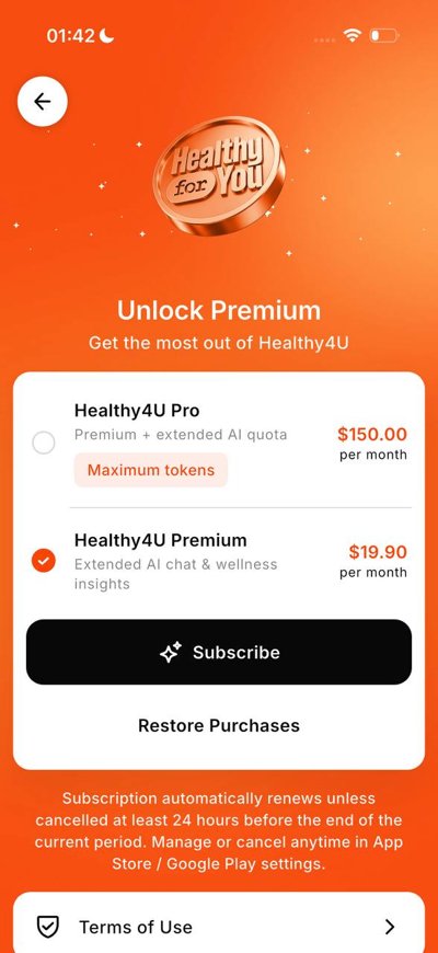 Healthy4u: экран подписки