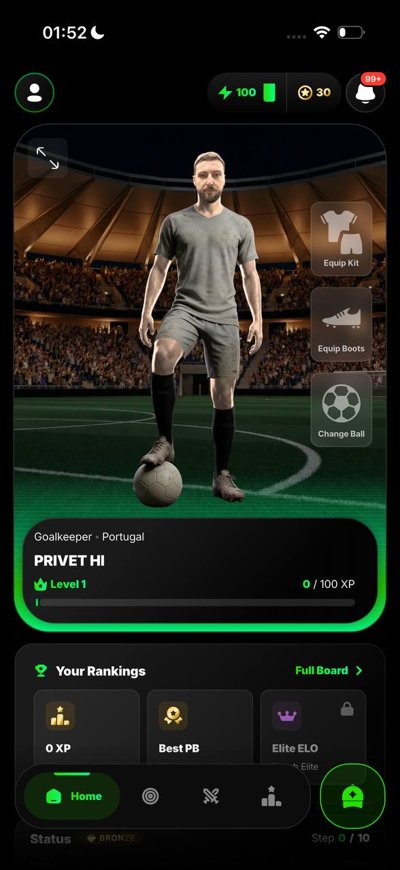 ProveUp: главный экран с аватаром игрока